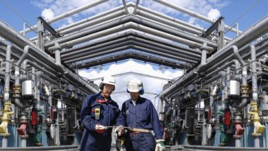 oil and gas workers inside power industries